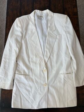 Vintage Cream Single-Breasted Blazer Jacket, Made in France